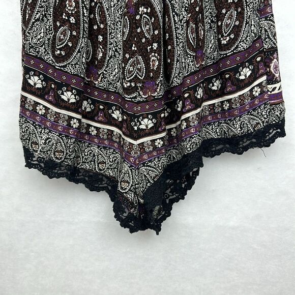 Forever 21 romper Size Small Floral Shorts Black Purple White Flowy Boho Sz M - Picture 5 of 12
